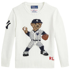 White Yankees Polo Ralph Lauren Preschool Bear Pullover Sweater