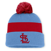Light Blue/Red St. Louis Cardinals Nike Cooperstown Collection Peak Standard Cuffed Knit Hat with Pom