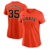 Orange Justin Verlander San Francisco Giants Nike Women's Cooperstown Collection Fuse Name & Number T-Shirt