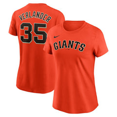 Orange Justin Verlander San Francisco Giants Nike Women's Cooperstown Collection Fuse Name & Number T-Shirt