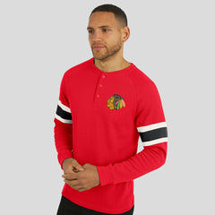 NHL Chicago Blackhawks Darius Rucker Collection by Fanatics Waffle-Knit Raglan Long Sleeve Henley T-Shirt