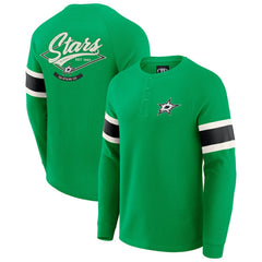 NHL Dallas Stars Darius Rucker Collection by Fanatics Waffle-Knit Raglan Long Sleeve Henley T-Shirt