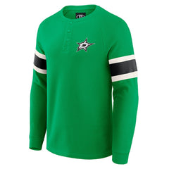 NHL Dallas Stars Darius Rucker Collection by Fanatics Waffle-Knit Raglan Long Sleeve Henley T-Shirt