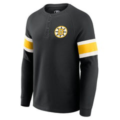 NHL Boston Bruins Darius Rucker Collection by Fanatics Waffle-Knit Raglan Long Sleeve Henley T-Shirt