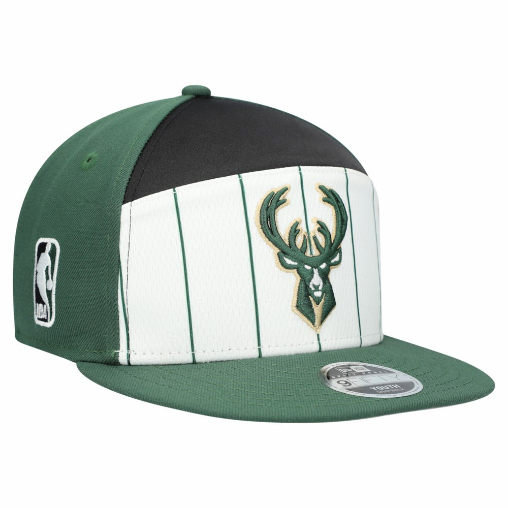New Era Milwaukee Bucks Youth 2025 NBA Tip Off Split Panel 9FIFTY Snapback Hat