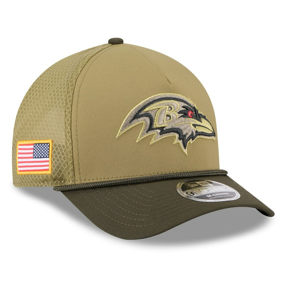 Youth 2025 Salute to Service 9FORTY A-Frame Adjustable Hat - Baltimore Ravens Hats