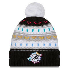 Women's 2025 NFL Crucial Catch Cuffed Knit Hat with Pom - Miami Dolphins Hats