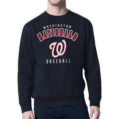 Navy Washington Nationals Starter Team Logo Fleece Pullover Sweatshirt