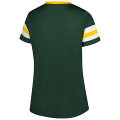 Women's Plus Size Rhinestone Redzone Athena Lace-Up Notch Neck T-Shirt - Green Bay Packers T-shirts