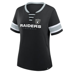 Women's Plus Size Red Zone Athena Lace-Up V-Notch Neck T-Shirt - Las Vegas Raiders T-shirts