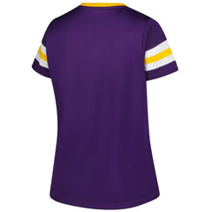 Women's Plus Size Rhinestone Redzone Athena Lace-Up Notch Neck T-Shirt - Minnesota Vikings T-shirts