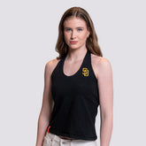 Black San Diego Padres Lusso Women's Noelle V-Neck Tank Top