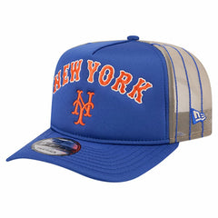 Royal New York Mets New Era Vintage Arched Foam Front 9FIFTY A-Frame Adjustable Trucker Hat