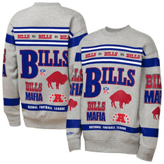 Youth Throwback All-Over Print Fleece Sweatshirt - Buffalo Bills Sweatshirts