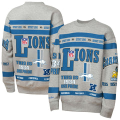 Youth Throwback All-Over Print Fleece Sweatshirt - Detroit Lions Sweatshirts