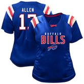 Josh Allen Women's Plus Size Name & Number Raglan Lace V-Neck T-Shirt - Buffalo Bills T-shirts