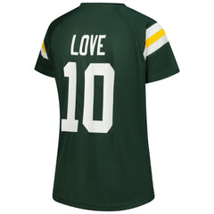 Jordan Love Women's Plus Size Name & Number Raglan Lace V-Neck T-Shirt - Green Bay Packers T-shirts