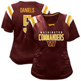 Jayden Daniels Women's Plus Size Name & Number Raglan Lace V-Neck T-Shirt - Washington Commanders T-shirts