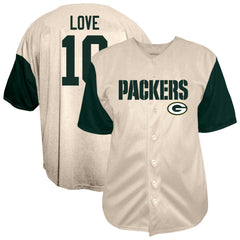 Jordan Love Big & Tall Baseball Button-Up Shirt - Green Bay Packers