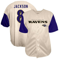 Lamar Jackson Big & Tall Baseball Button-Up Shirt - Baltimore Ravens