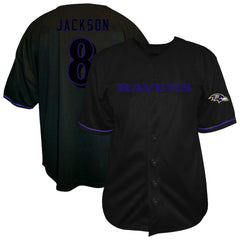 Lamar Jackson Big & Tall Baseball Button-Up Shirt - Baltimore Ravens