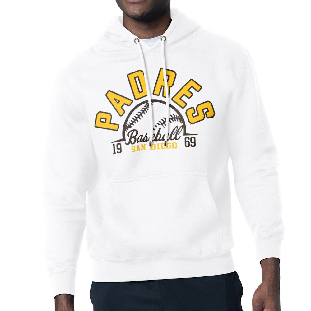 White San Diego Padres Starter Half Ball Team Graphic Pullover Hoodie