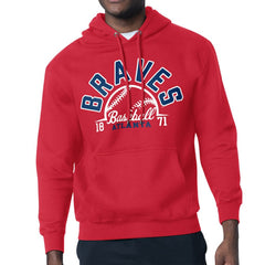 Red Atlanta Braves Starter Half Ball Team Graphic Pullover Hoodie