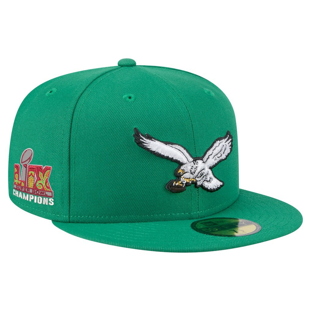Super Bowl LIX Champions Historic Side Patch 59FIFTY Fitted Hat - Philadelphia Eagles Hats