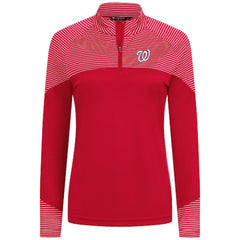 Red Washington Nationals Levelwear Women's Classic Stripes Insignia 2.0 Raglan Quarter-Zip Top
