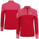 Red Cincinnati Reds Levelwear Women's Classic Stripes Insignia 2.0 Raglan Quarter-Zip Top