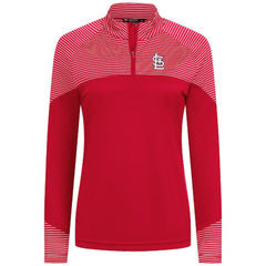 Red St. Louis Cardinals Levelwear Women's Classic Stripes Insignia 2.0 Raglan Quarter-Zip Top
