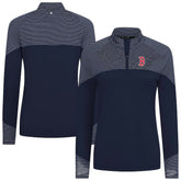 Navy Boston Red Sox Levelwear Women's Classic Stripes Insignia 2.0 Raglan Quarter-Zip Top