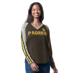 Brown San Diego Padres G-III 4Her by Carl Banks Women's Top Dog Raglan Long Sleeve V-Neck T-Shirt