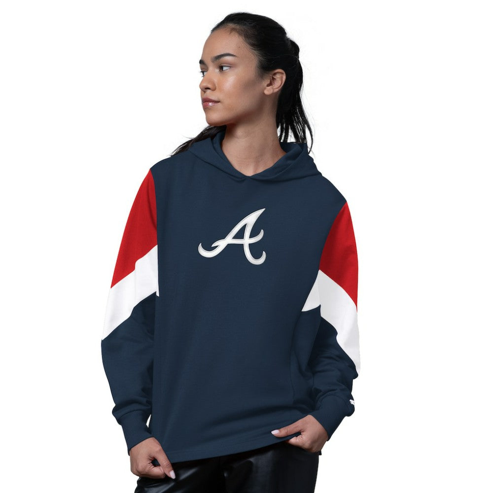 Navy Atlanta Braves Starter Women's Scrimmage Pullover Hoodie