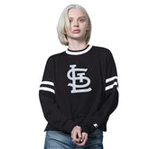 Black St. Louis Cardinals Starter Women's Rally Cropped Drop Shoulder Crewneck Sweatshirt