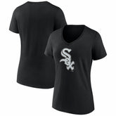 Black Chicago White Sox Women's Logo V-Neck T-Shirt