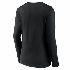 Black Miami Marlins Women's Logo Long Sleeve V-Neck T-Shirt