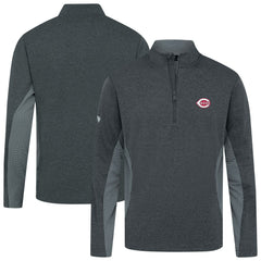 Heather Black Cincinnati Reds Levelwear Waffle Insignia 2.0 Quarter-Zip Pullover
