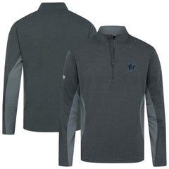 Heather Black Miami Marlins Levelwear Waffle Insignia 2.0 Quarter-Zip Pullover