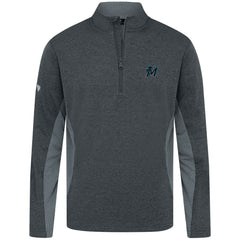 Heather Black Miami Marlins Levelwear Waffle Insignia 2.0 Quarter-Zip Pullover