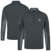 Heather Black Kansas City Royals Levelwear Waffle Insignia 2.0 Quarter-Zip Pullover