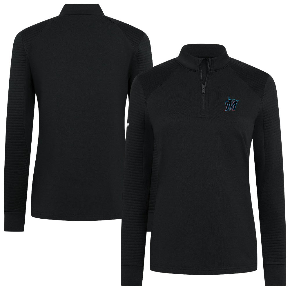 Black Miami Marlins Levelwear Women's Power Insignia 2.0 Quarter-Zip Pullover Top