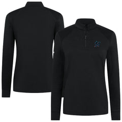 Black Miami Marlins Levelwear Women's Power Insignia 2.0 Quarter-Zip Pullover Top