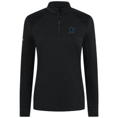 Black Miami Marlins Levelwear Women's Power Insignia 2.0 Quarter-Zip Pullover Top