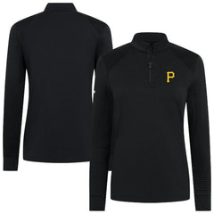Black Pittsburgh Pirates Levelwear Women's Power Insignia 2.0 Quarter-Zip Pullover Top