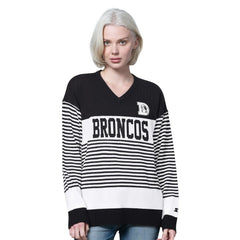 Starter Women's No Huddle Striped V-Neck Sweater - Denver Broncos