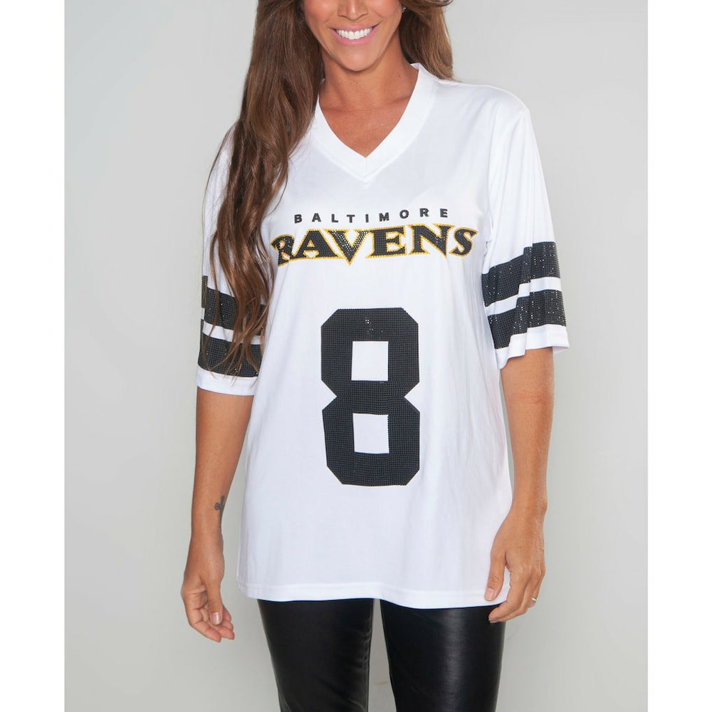 Lamar Jackson Cuce Women's Crystal V-Neck Tunic - Baltimore Ravens