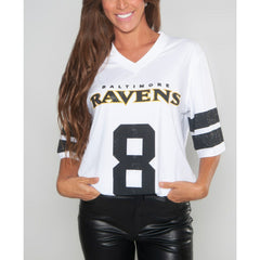 Lamar Jackson Cuce Women's Crystal V-Neck Tunic - Baltimore Ravens