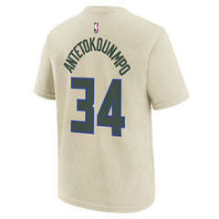 Nike Giannis Antetokounmpo Milwaukee Bucks Youth 2025/26 City Edition Name & Number T-Shirt