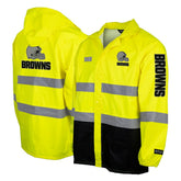 Hi-Vis Safety Waterproof Rainshell Full-Zip Hooded Jacket - Cleveland Browns Jackets